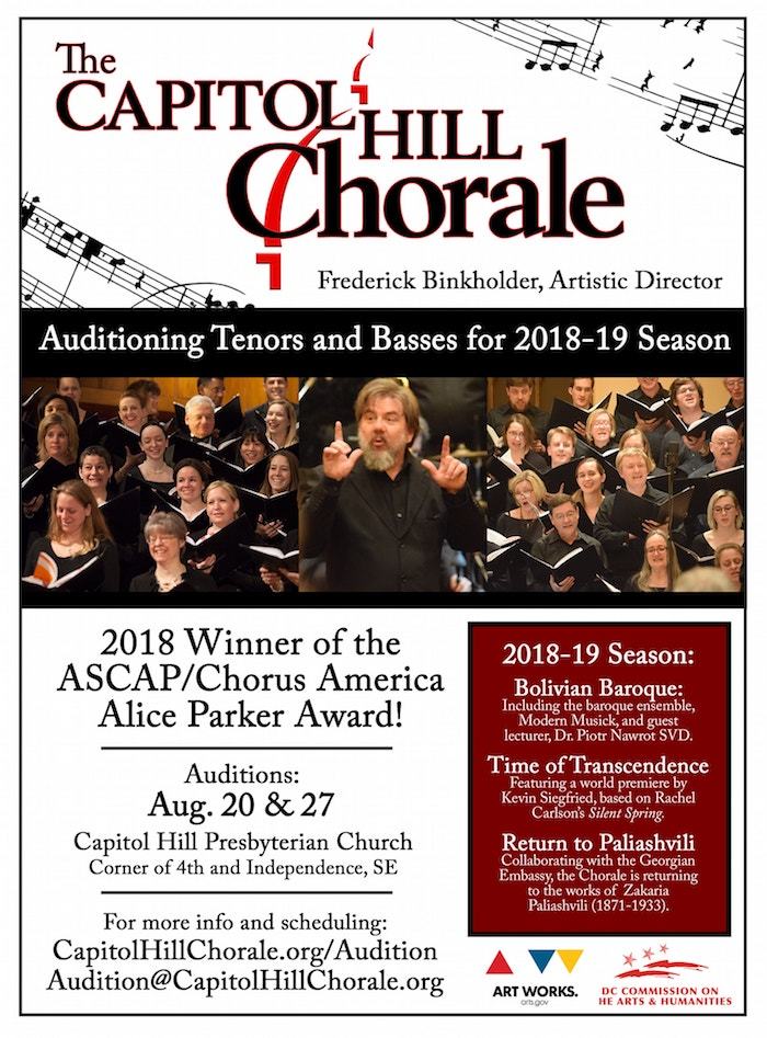 Auditioning tenors and basses for the 2018-2019 season